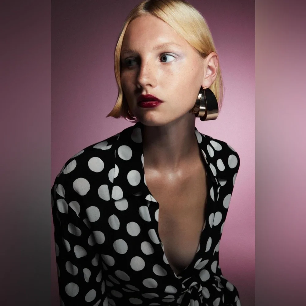 NWT Zara Dot Shirt Wrap Mini Dress - Picture 4 of 11
